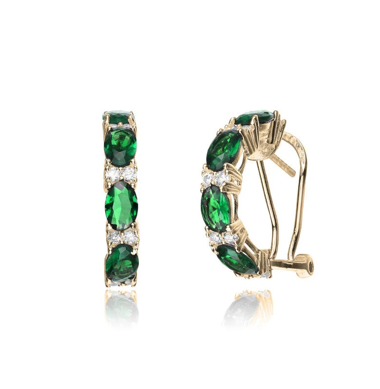 Stud Earrings for Work Attire -Gv Dazzling Sterling Silver with Colored Cubic Zirconia Half Hoop Earrings