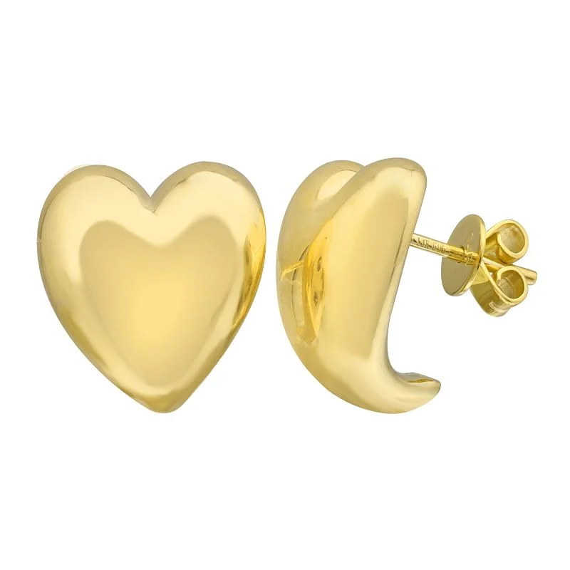 Round Stud Earrings for Classic -Heart Cuff Stud Earrings Light Weight Gold