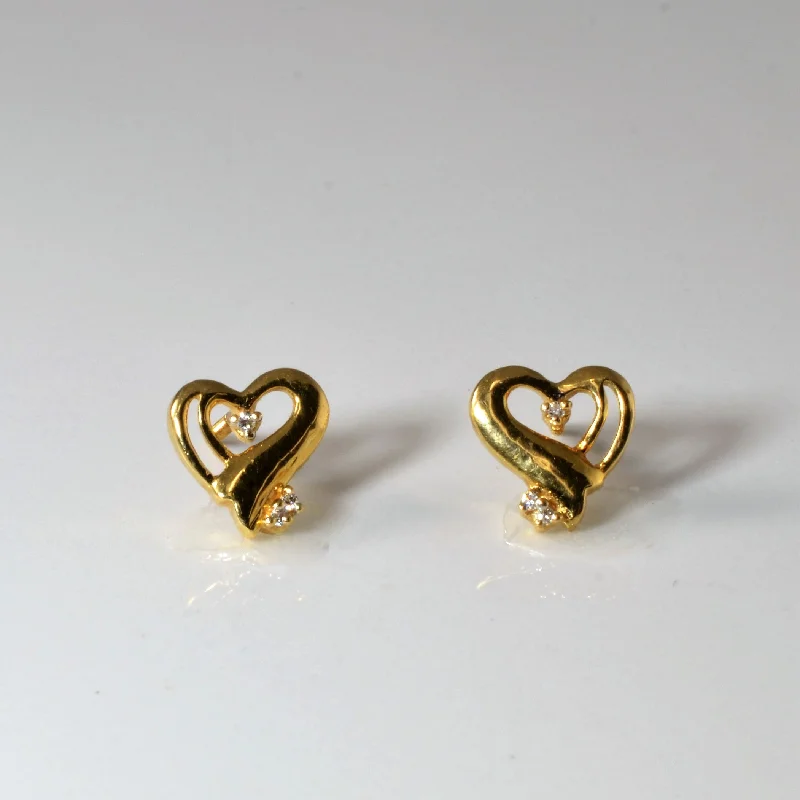 Stud Earrings for Bridesmaids Look -Diamond Heart Stud Earrings | 0.05ctw |