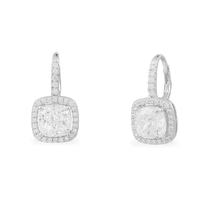 Drop Earrings for Anniversary -Hoop Earrings with Square Stones