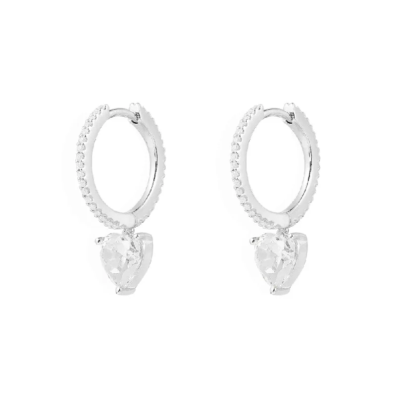 Drop Earrings for Prom Night -Huggie Earrings with White Heart