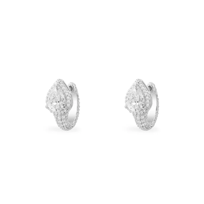 Drop Earrings for Everyday Glamour -Huggie Earrings With White Pear Stones