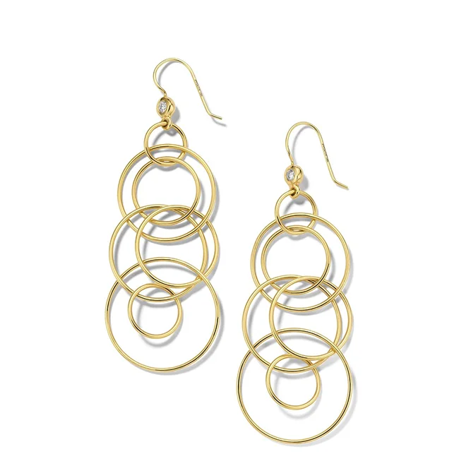 Floral Drop Earrings with Petals -IPPOLITA Classico 18K Yellow Gold Jet Set Earrings with Diamond Accents