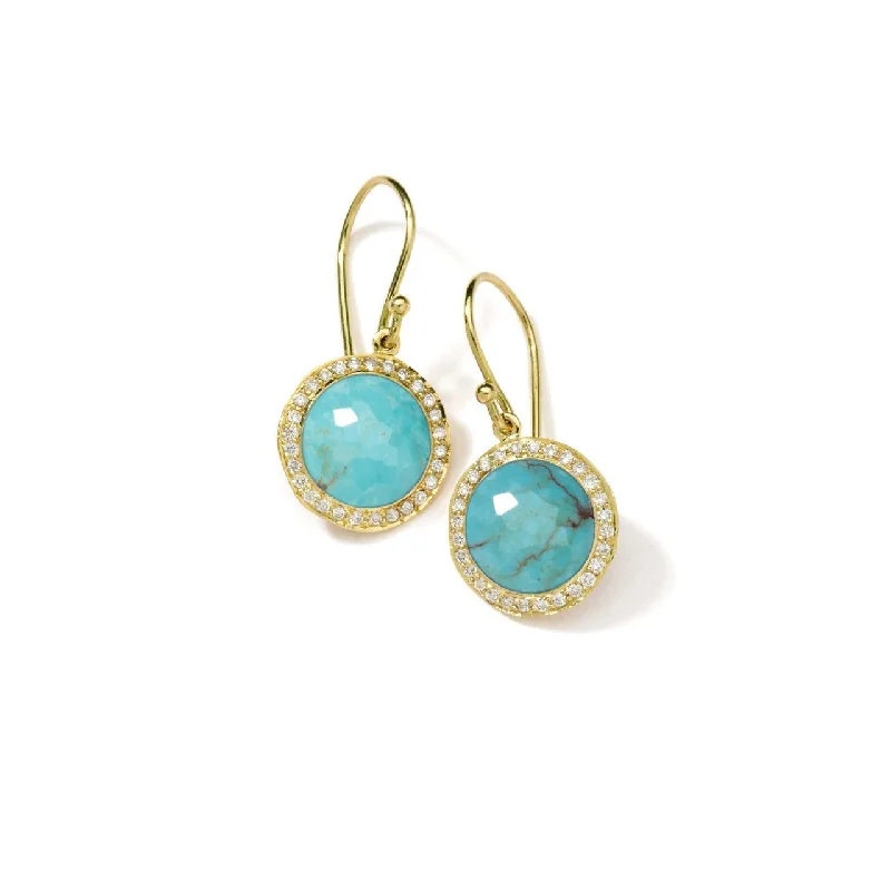 Pearl Drop Earrings for Elegance -IPPOLITA Lollipop Mini Earrings in Turquoise with Diamonds