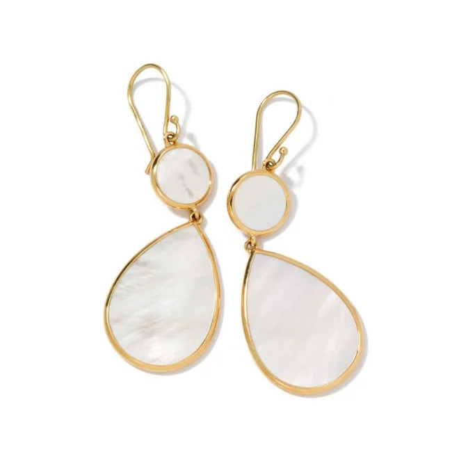 Drop Earrings for Beach Outfit -IPPOLITA Polished Rock Candy 18K Yellow Gold Dangle Earrings with Mother-of-Pearl Slice Inlays