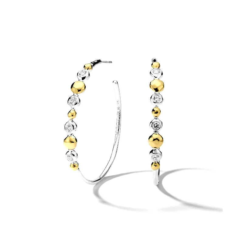 Studded Drop Earrings with Gemstones -IPPOLITA Stardust Paparazzi #3 Hoop Earrings with Diamonds