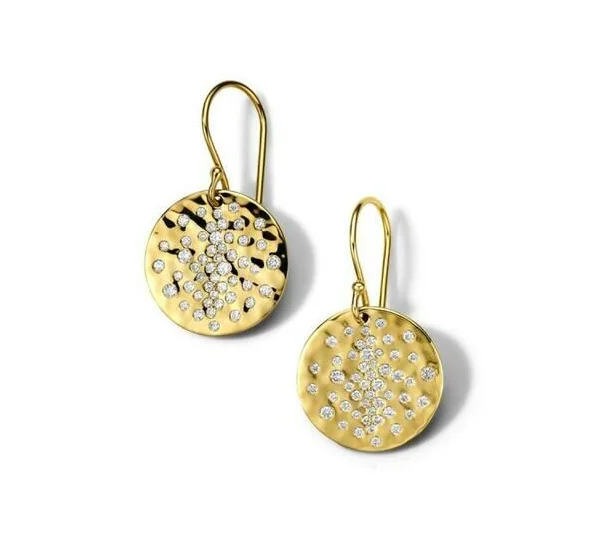 Clip On Drop Earrings for Non Pierced -IPPOLITA Stardust Round Crinkle Earrings with Diamonds