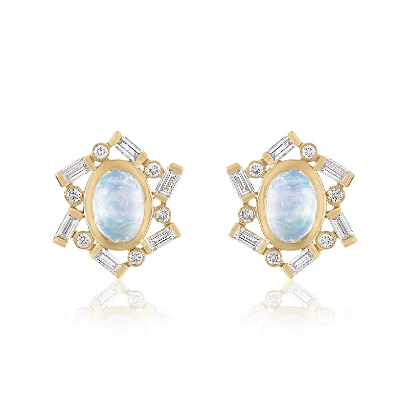 Stud Earrings for Travel Look -JUBILEE MOONSTONE STUD EARRINGS