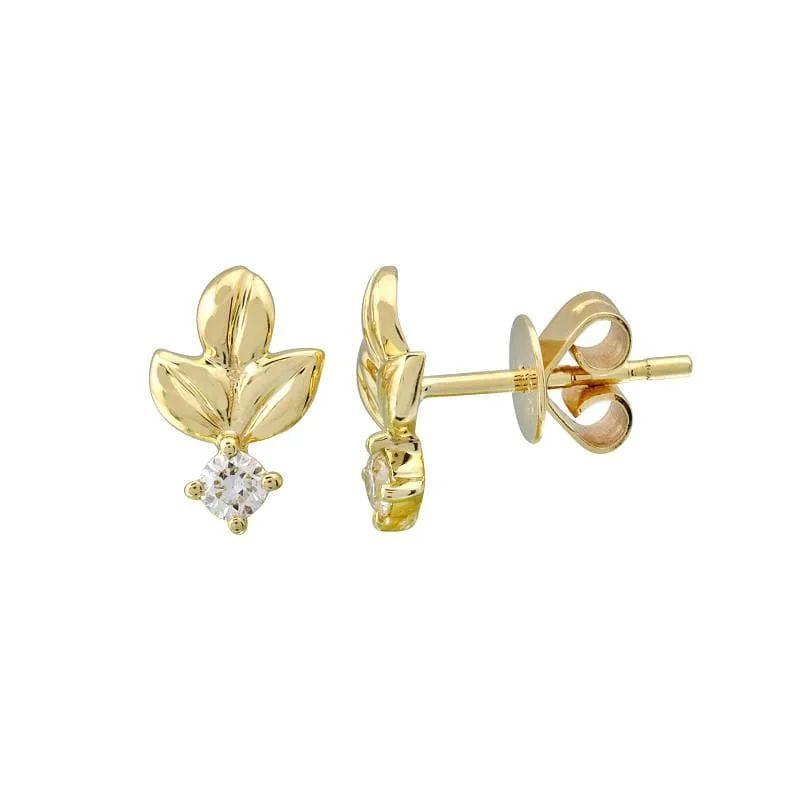 Stud Earrings for Everyday Glamour -Leaf Diamond Stud Earrings