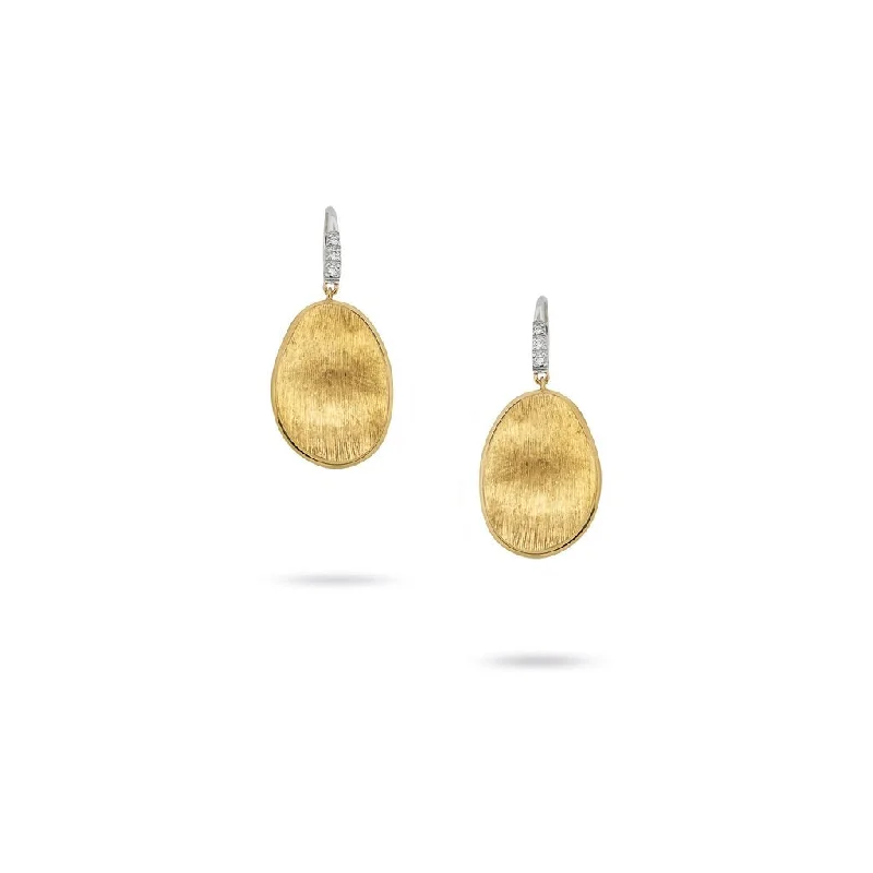 Drop Earrings with Animal Motifs -Marco Bicego Lunaria 18K Yellow Gold Hand-Engraved Earrings with Diamonds