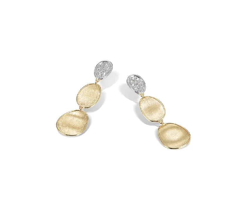 Screw Back Drop Earrings for Security -Marco Bicego Lunaria Yellow Gold Disc Earrings with Diamonds