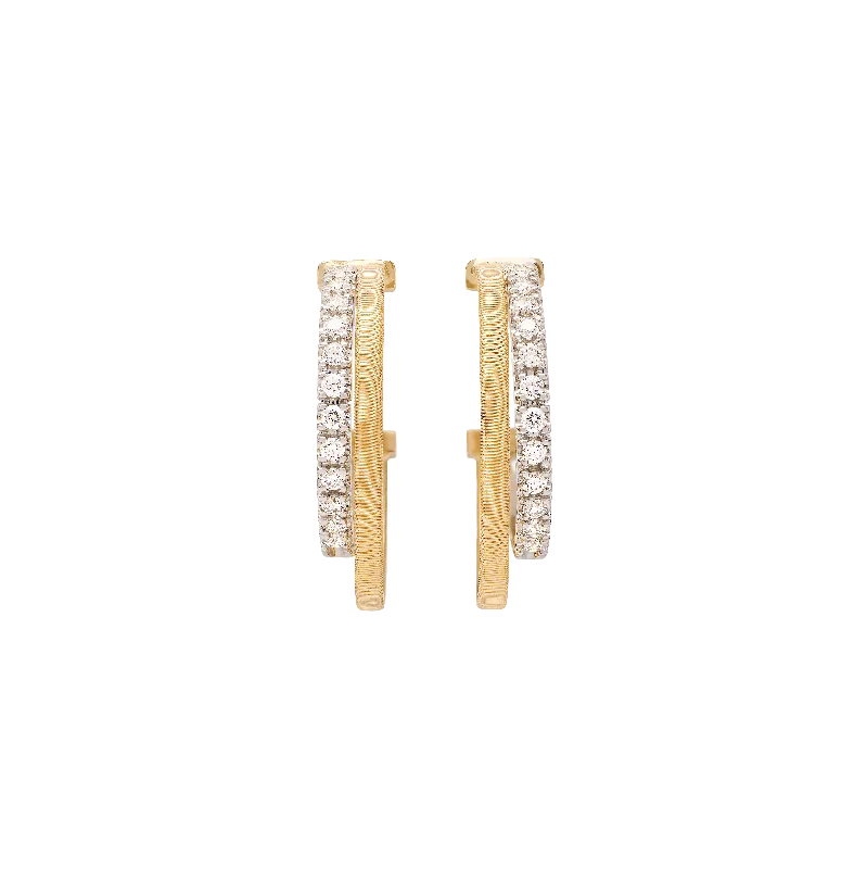 Drop Earrings for School Uniform -Marco Bicego Masai Yellow Gold Handmade Earrings with Diamonds