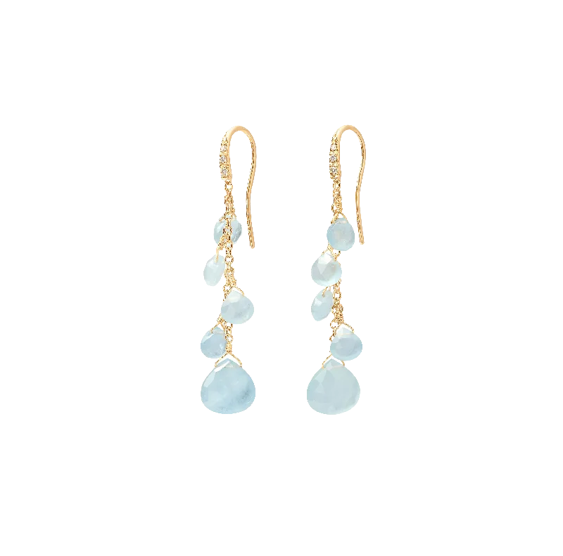 Drop Earrings for Party Look -Marco Bicego Paradise Yellow Gold Aquamarine Dangle Earrings with Diamonds