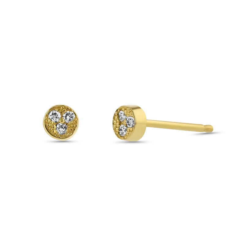 Clip On Drop Earrings for Non Pierced -Micro Disc Studs With Pave