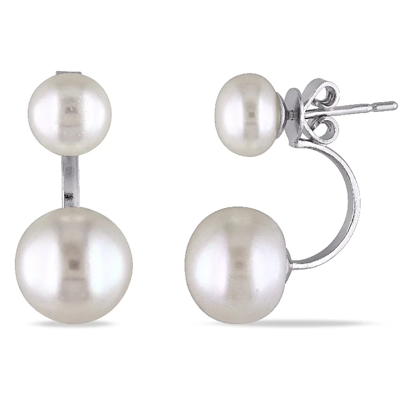 Hypoallergenic Stud Earrings for Sensitive -Mimi & Max 7-7.5mm and 10-10.5mm White Cultured Freshwater Pearl Earrings with Jackets in Sterling Silver