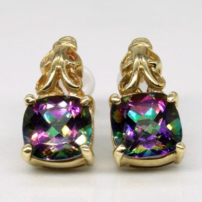 Stud Earrings for Party Look -Cushion Cut Mystic Topaz Stud Earrings | 3.00ctw |