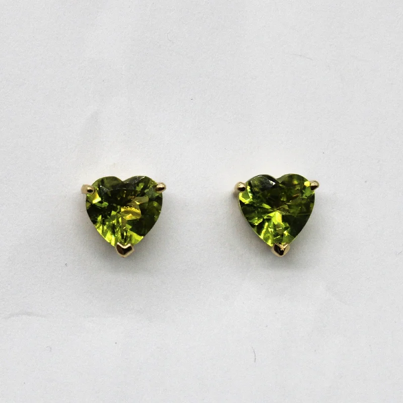 Maximalist Stud Earrings for Bling -Peridot Heart Stud Earrings | 2.50ctw |