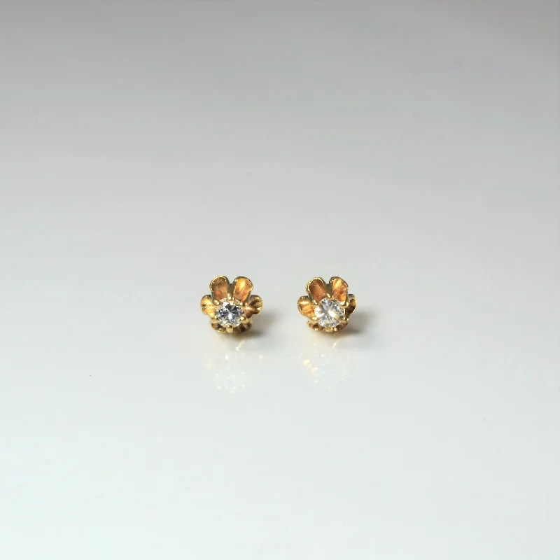 Triple Stud Earrings for Layered -Belcher Set Diamond Stud Earrings | 0.09ctw |