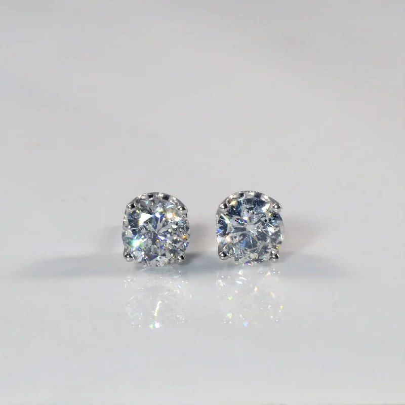 Round Stud Earrings for Classic -Screw Back Diamond Stud Earrings | 1.12ctw |