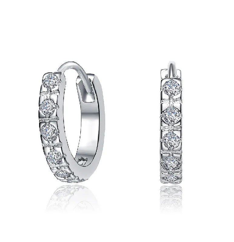 Maximalist Stud Earrings for Bling -Rg 14k Yellow Gold With Diamond Cubic Zirconia Huggie Hoop Earrings