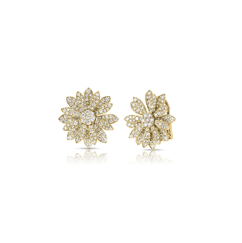 Gemstone and Diamond Drop Earrings for Opulence -Roberto Coin Margherita Yellow Gold Flower Earrings with Diamonds