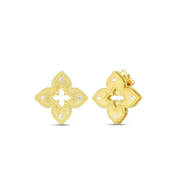 Drop Earrings for Party Look -Roberto Coin Petite Venetian Princess 18K Yellow Gold Stud with Diamond Accent Earrings