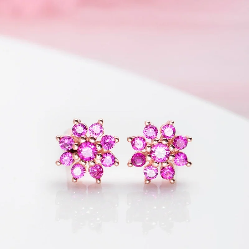 Drop Earrings for Wedding Ceremony -Rosegold Blooms 925 Sterling Silver Floral Earrings with a Touch of Elegance