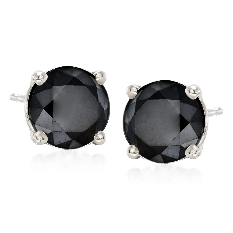 Stud Earrings for Engagement Party -Ross-Simons Black Diamond Stud Earrings in 14kt White Gold