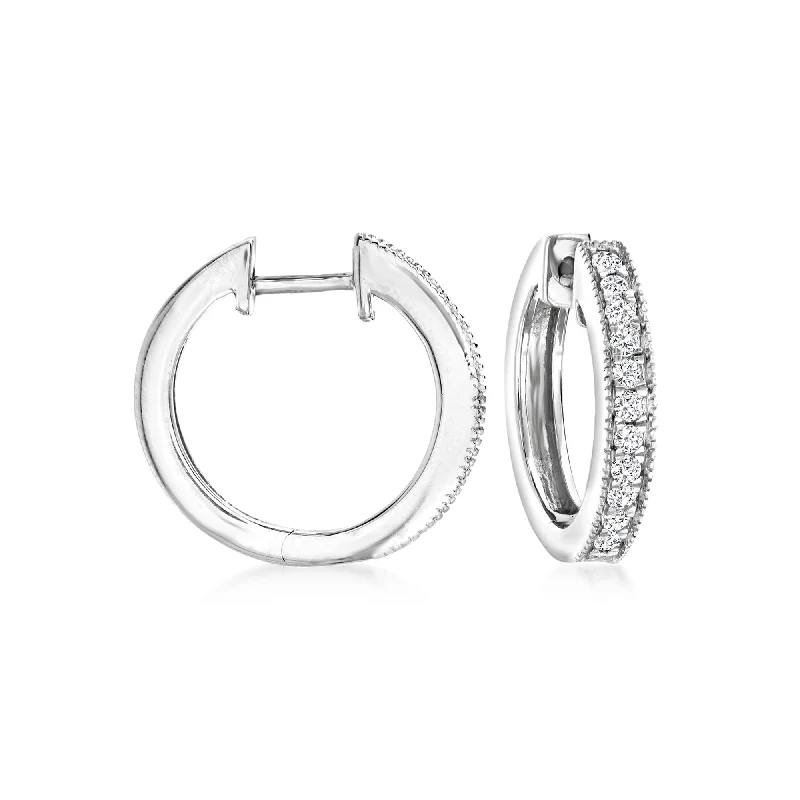 Lightweight Stud Earrings for All Day -Ross-Simons Diamond Hoop Earrings With Beaded Edge in Sterling Silver