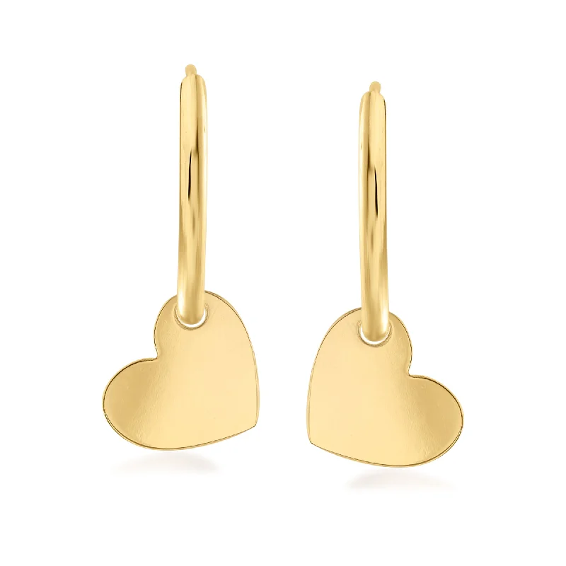 Stud Earrings for Evening Gown -Ross-Simons Italian 14kt Yellow Gold Endless Hoop Earrings With Removable Heart Charms