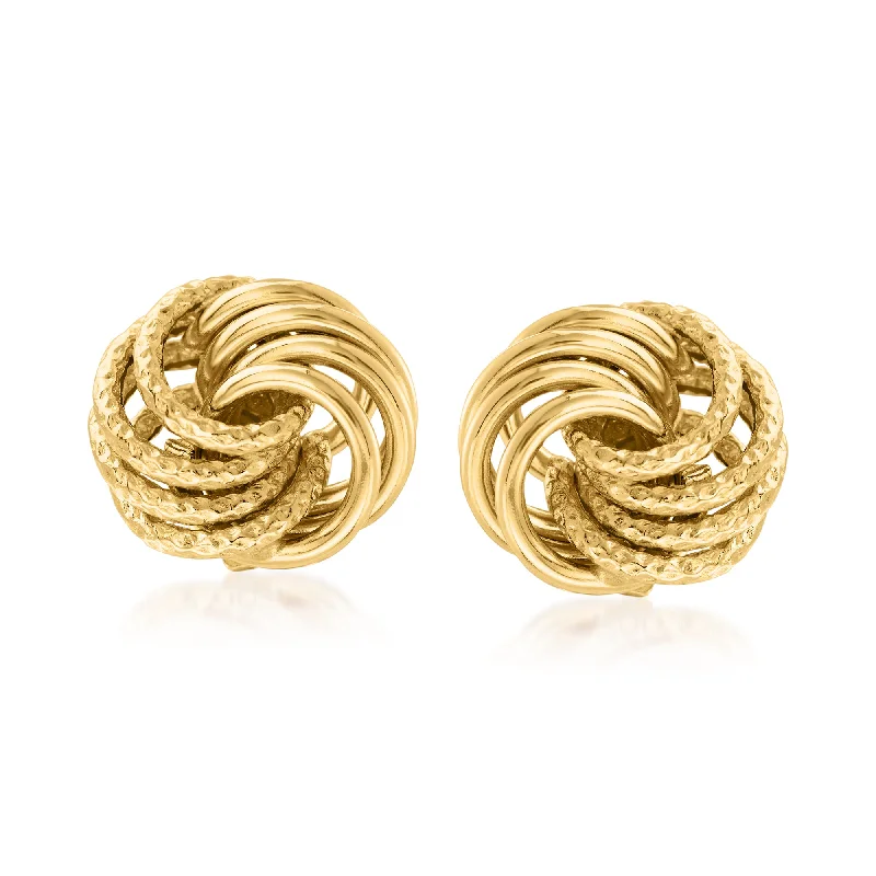 Stud Earrings for Concert Look -Ross-Simons Italian 14kt Yellow Gold Love Knot Stud Earrings