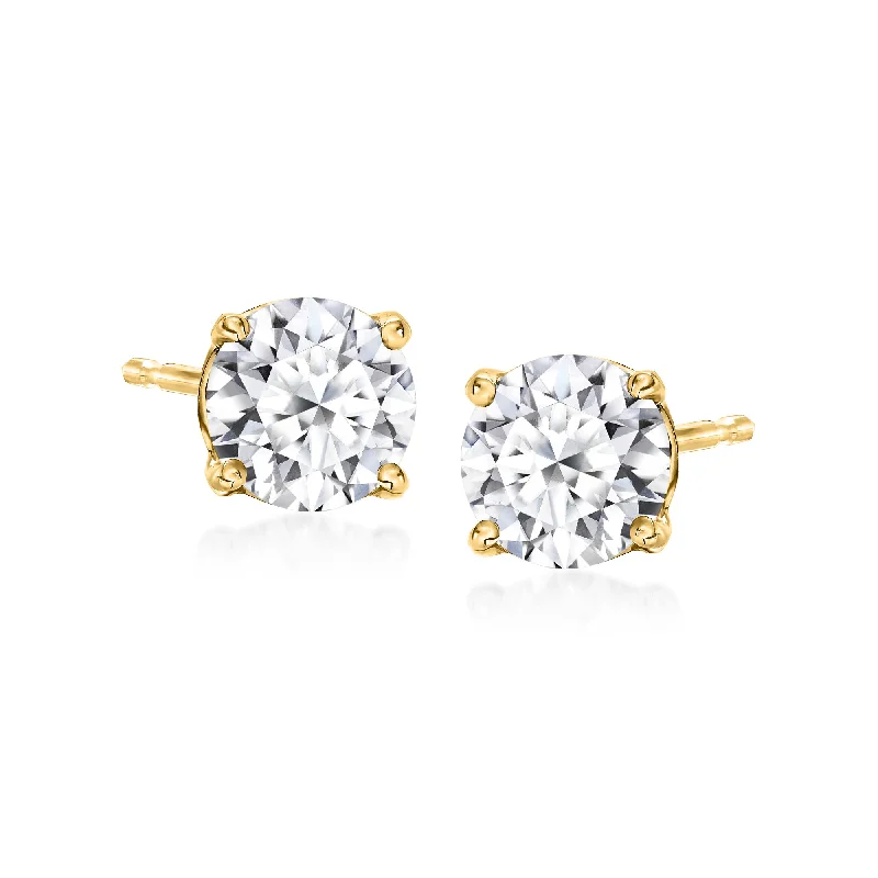 Stud Earrings for Gym Workout -Ross-Simons Lab-Grown Diamond Stud Earrings in 18kt Gold Over Sterling