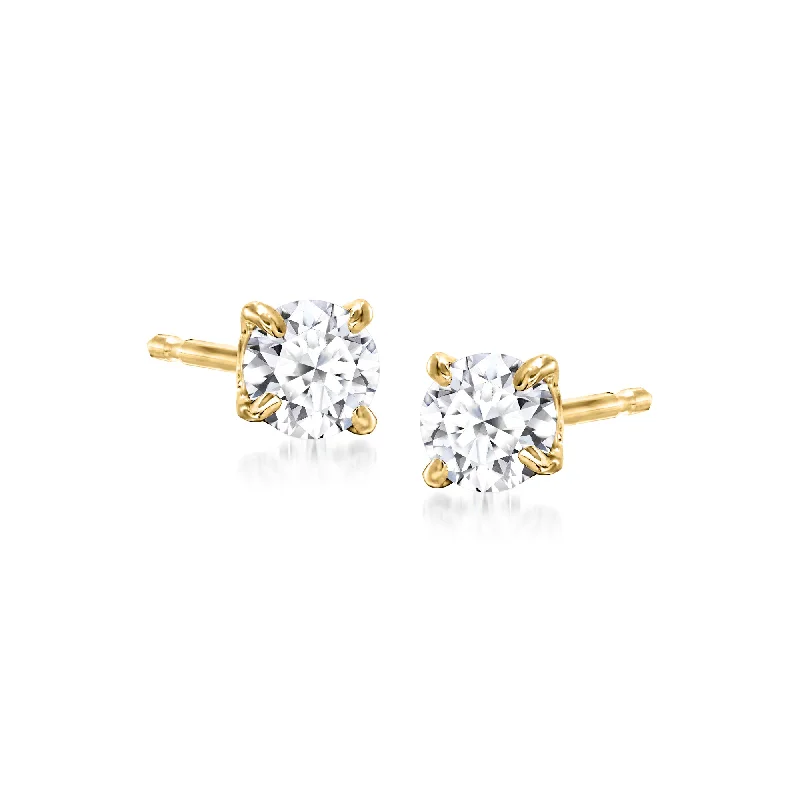 Stud Earrings for Shopping Trip -Ross-Simons Lab-Grown Diamond Stud Earrings in 18kt Gold Over Sterling