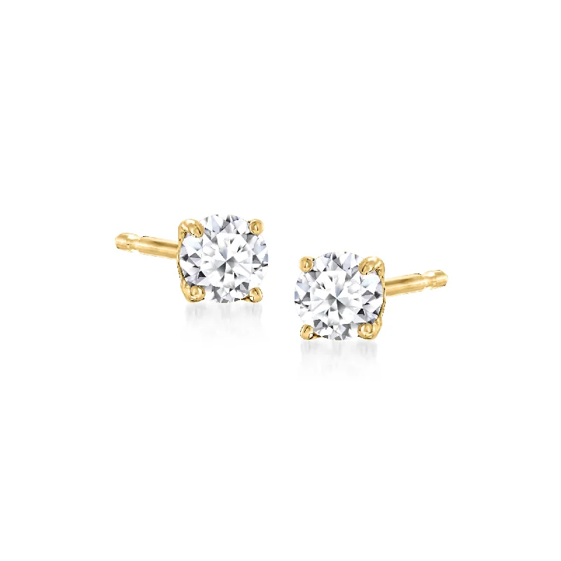 Stud Earrings with Leaf Motifs -Ross-Simons Lab-Grown Diamond Stud Earrings in 18kt Gold Over Sterling