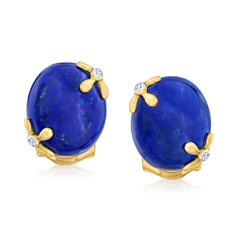 Stud Earrings for Mother's Day -Ross-Simons Lapis Earrings With White Topaz Accents in 18kt Gold Over Sterling