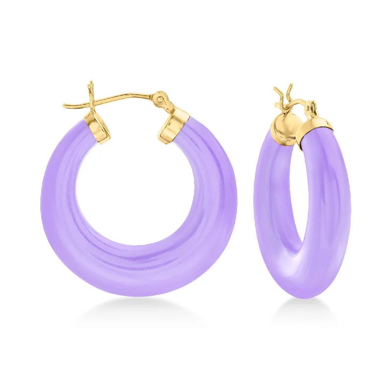 Punk Stud Earrings with Spikes -Ross-Simons Lavender Jade Hoop Earrings With 14kt Yellow Gold