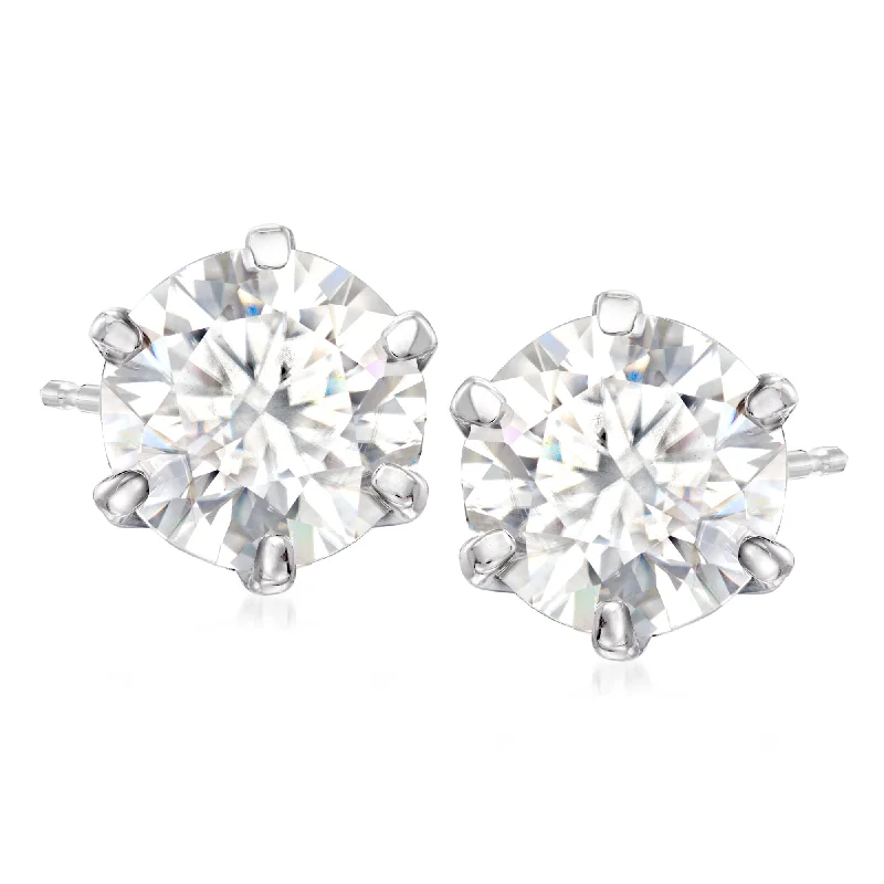 Retro Stud Earrings for Nostalgia -Ross-Simons Moissanite Stud Earrings in Sterling Silver