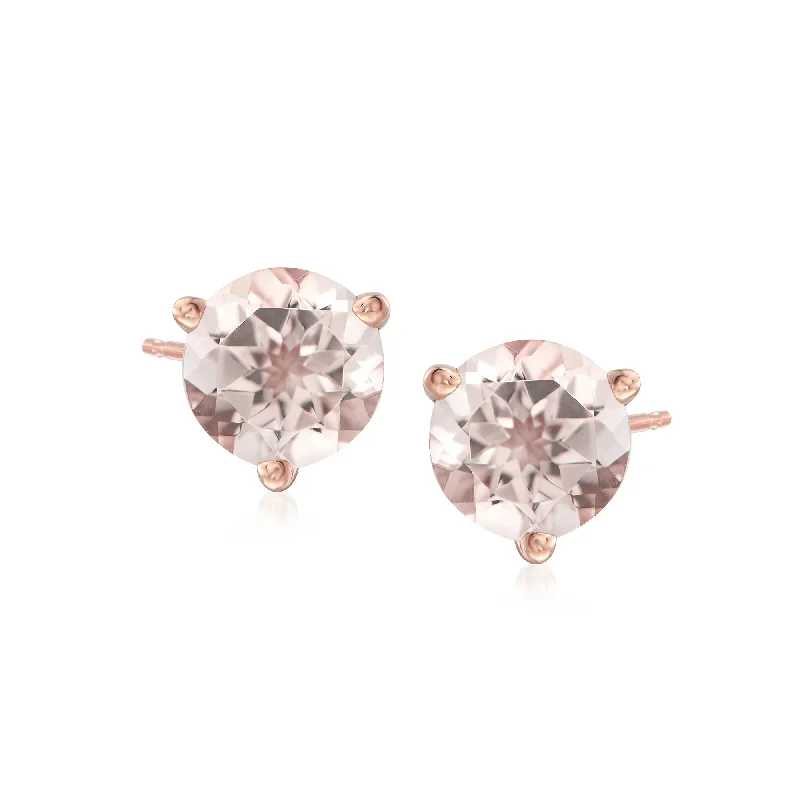 Diamond Stud Earrings for Luxury -Ross-Simons Morganite Stud Earrings in 14kt Rose Gold