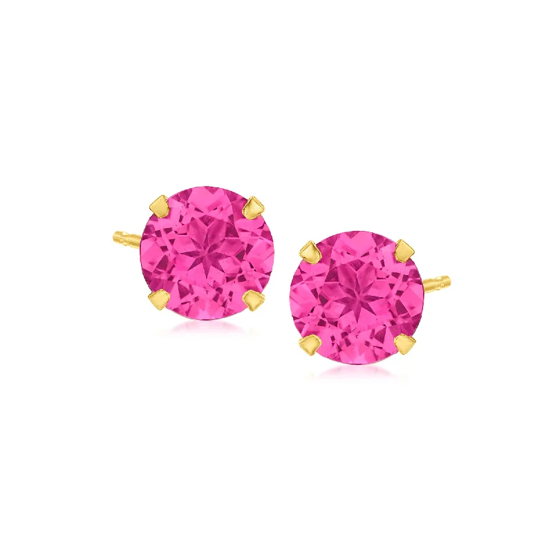 Stud Earrings with Rhinestones -Ross-Simons Pink Topaz Martini Stud Earrings in 14kt Yellow Gold