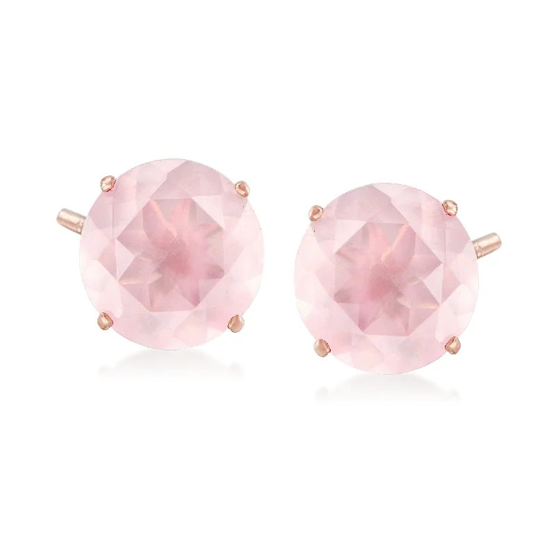 Tarnish Resistant Stud Earrings for Longevity -Ross-Simons Rose Quartz Stud Earrings in 14kt Rose Gold