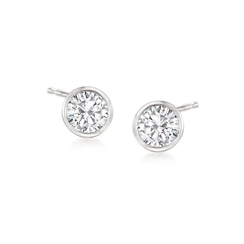 Stud Earrings with Infinity Symbols -RS Pure by Ross-Simons Bezel-Set Diamond Stud Earrings in Sterling Silver