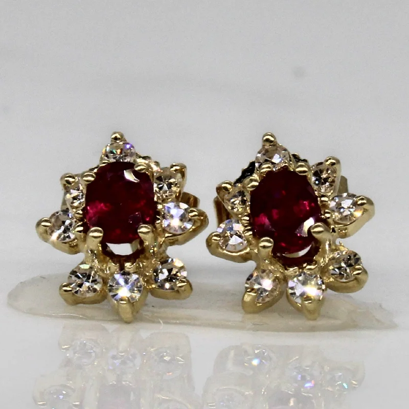 Stud Earrings for Yoga Session -Ruby & Diamond Stud Earrings | 0.36ctw, 0.32ctw |