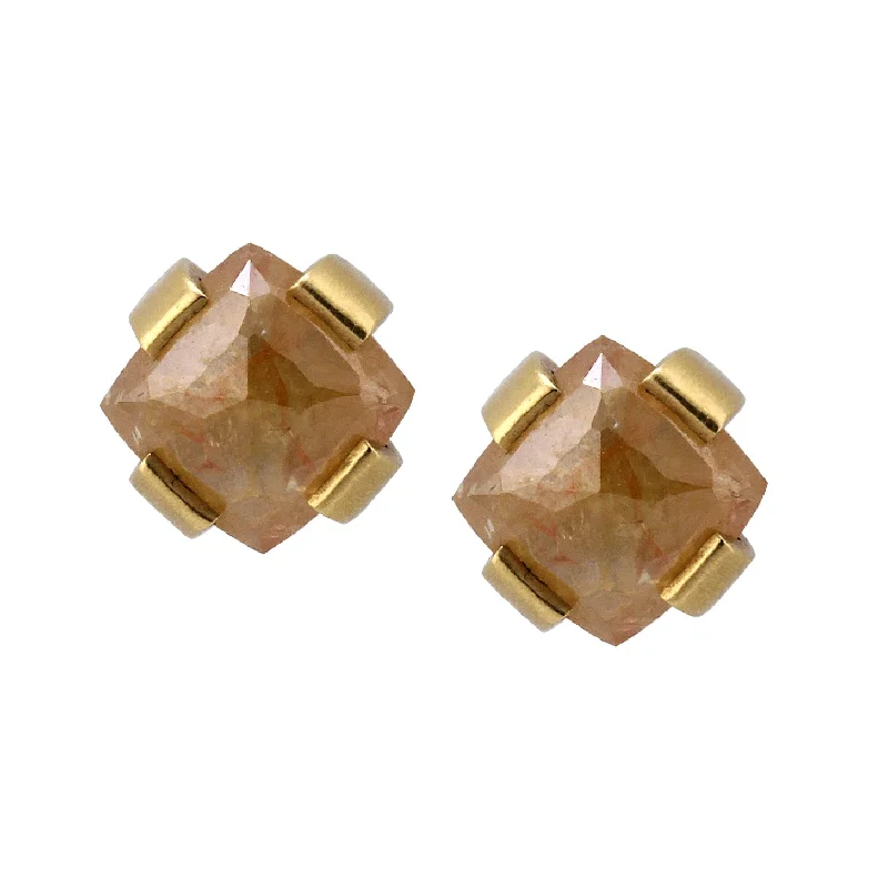 Square Stud Earrings for Modern -Saffron Diamond Prong Stud Earrings