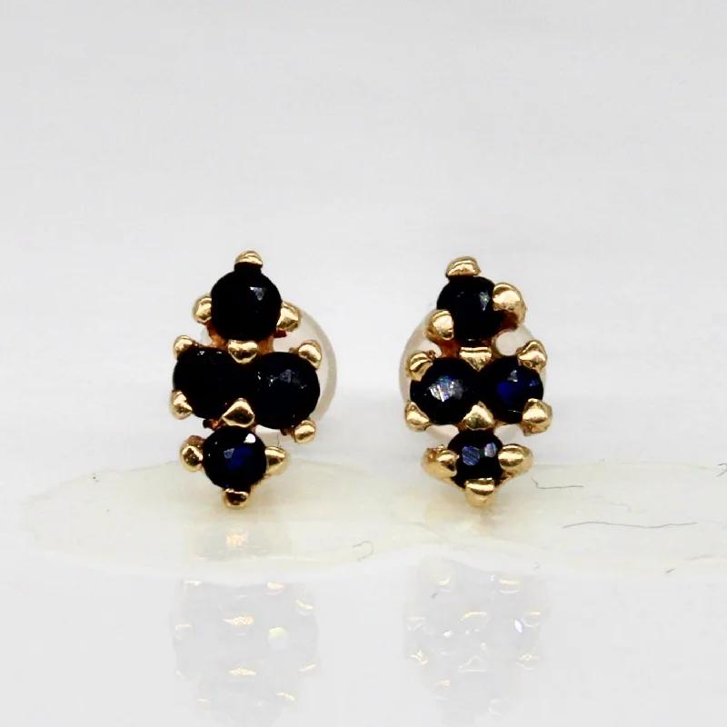 Stud Earrings for Mother's Day -Sapphire Cluster Stud Earrings | 0.24ctw |