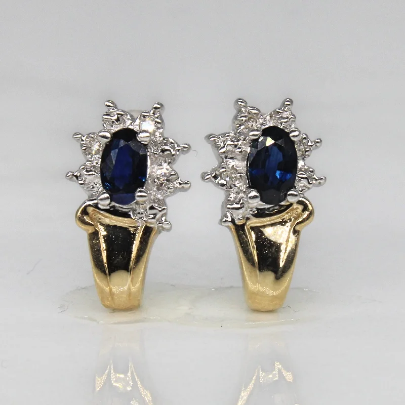 Oval Stud Earrings for Grace -Sapphire & Diamond Stud Earrings | 0.50ctw, 0.02ctw |