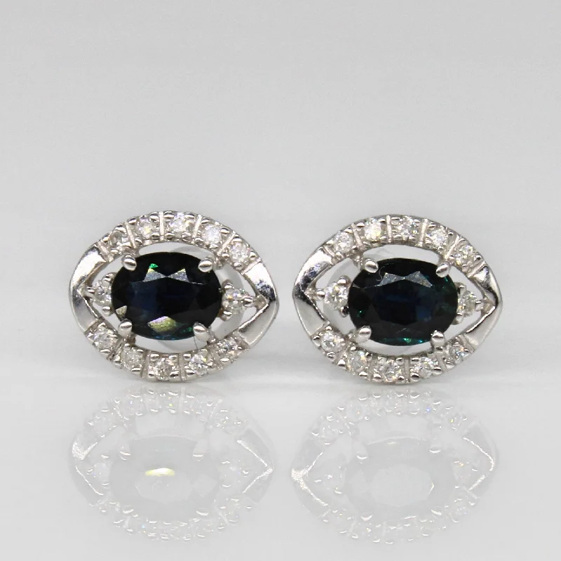 Adjustable Stud Earrings for Custom Fit -Sapphire & Diamond Stud Earrings | 0.56ctw, 0.12ctw |