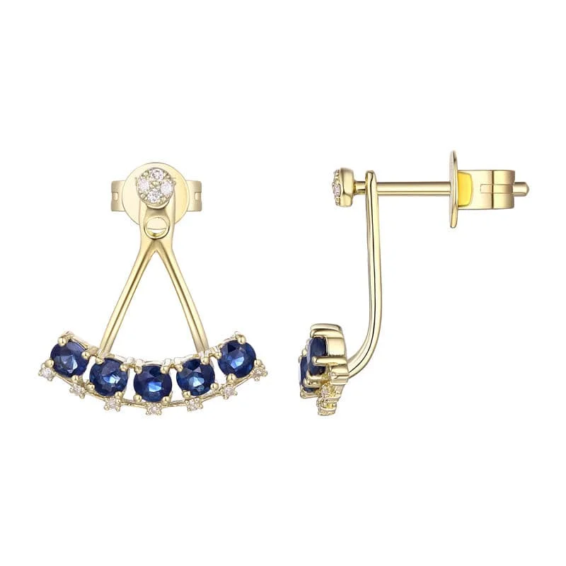 Stud Earrings with Matte Finish -Sapphire Ear Jacket Stud Earrings