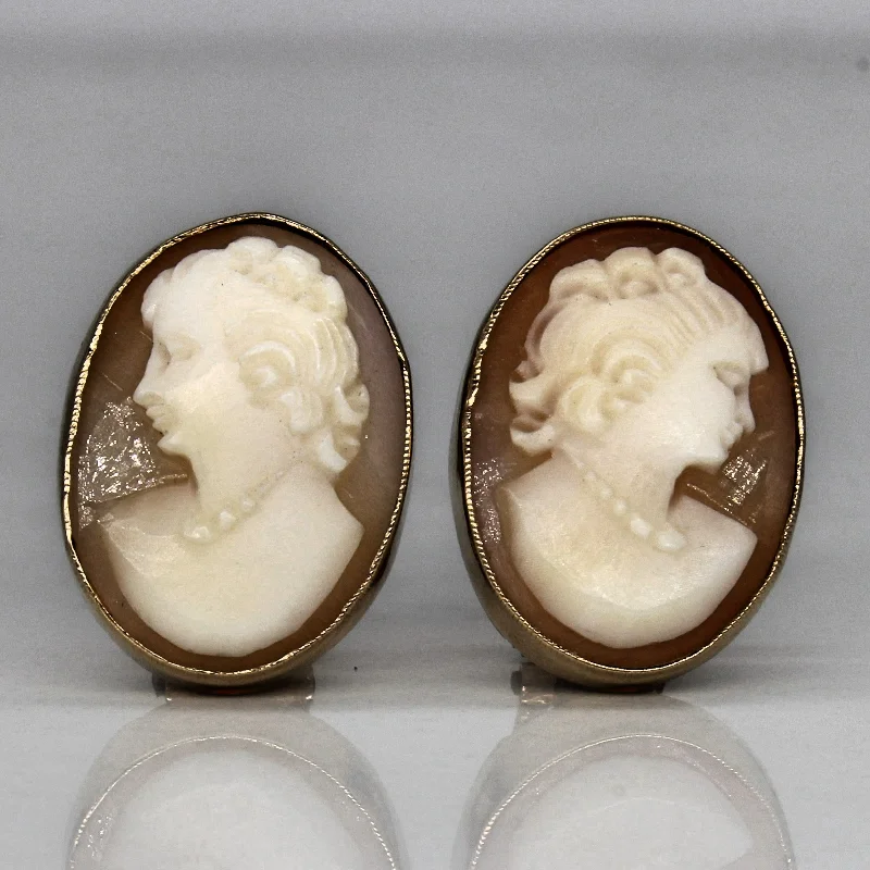 Stud Earrings for School Uniform -Seashell Cameo Stud Earrings | 13.00ctw |