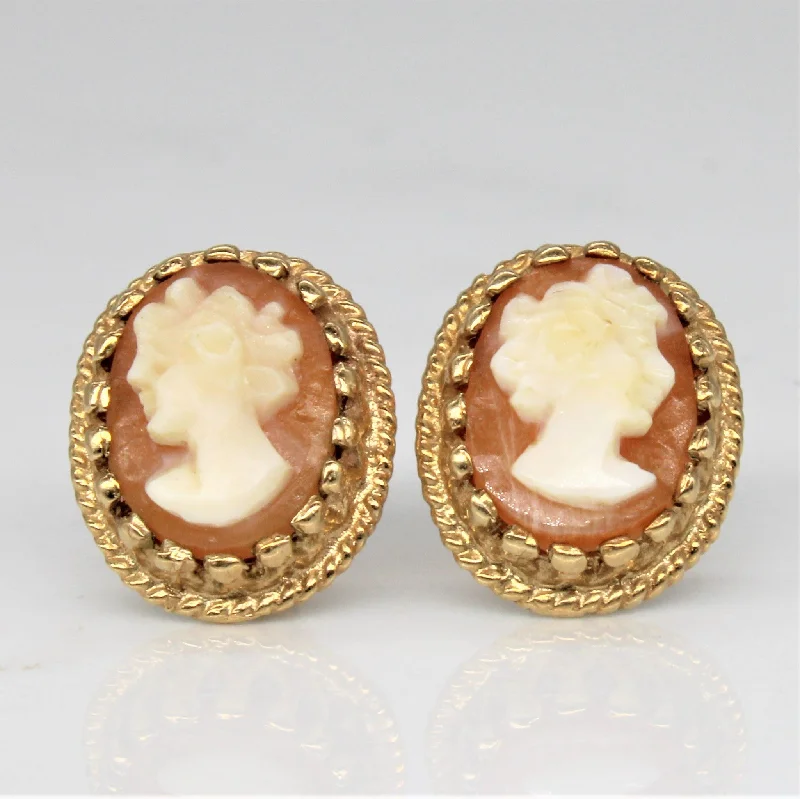 Stud Earrings for Everyday Glamour -Retro Shell Cameo Stud Earrings | 2.30ctw |