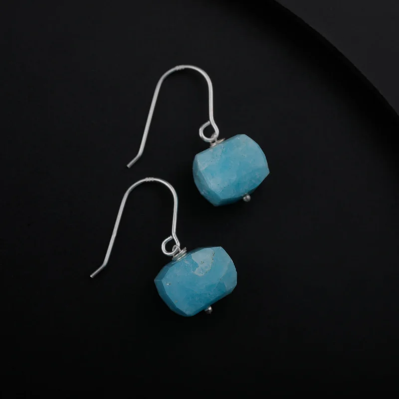 Detachable Drop Earrings with Charms -Silver Earring with Larimar